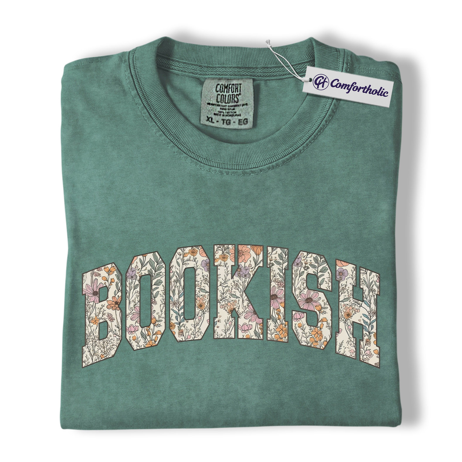 Book Lover Shirt, Floral Bookish Varsity Lettering Graphic Tee, Avid Reader T-Shirt, Gift for Readers, Comfort Colors Shirt - Image 11