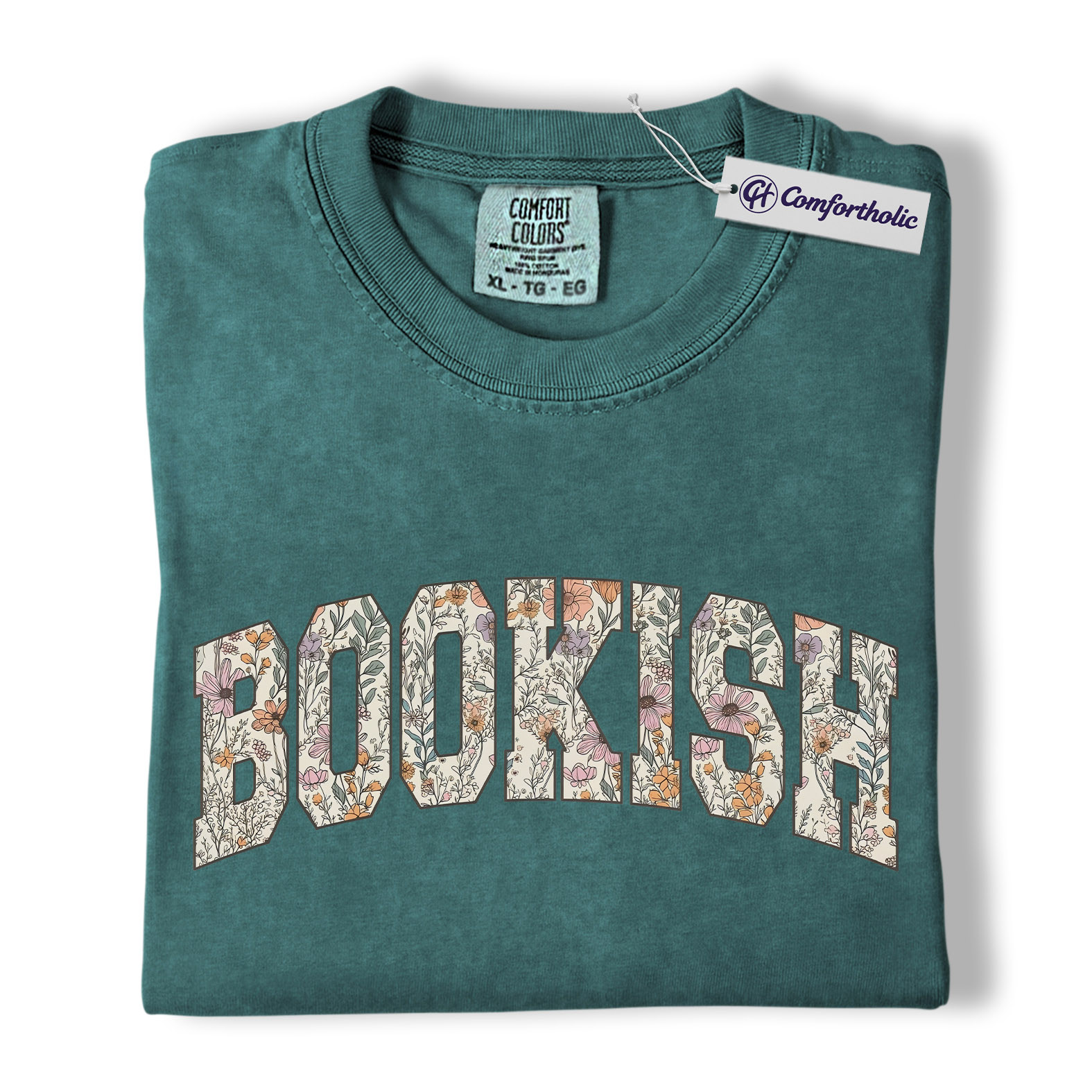 Book Lover Shirt, Floral Bookish Varsity Lettering Graphic Tee, Avid Reader T-Shirt, Gift for Readers, Comfort Colors Shirt - Image 12