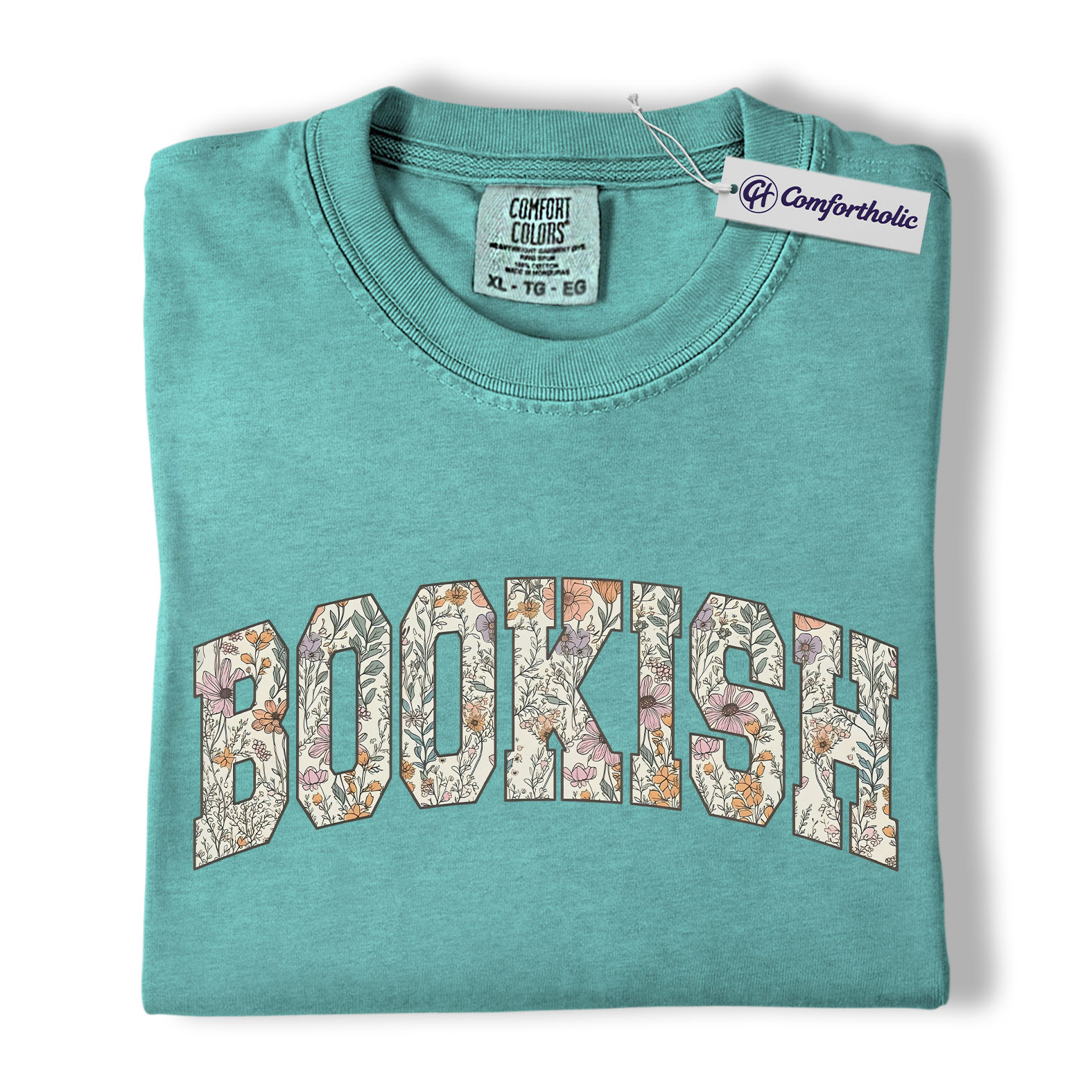 Book Lover Shirt, Floral Bookish Varsity Lettering Graphic Tee, Avid Reader T-Shirt, Gift for Readers, Comfort Colors Shirt - Image 14