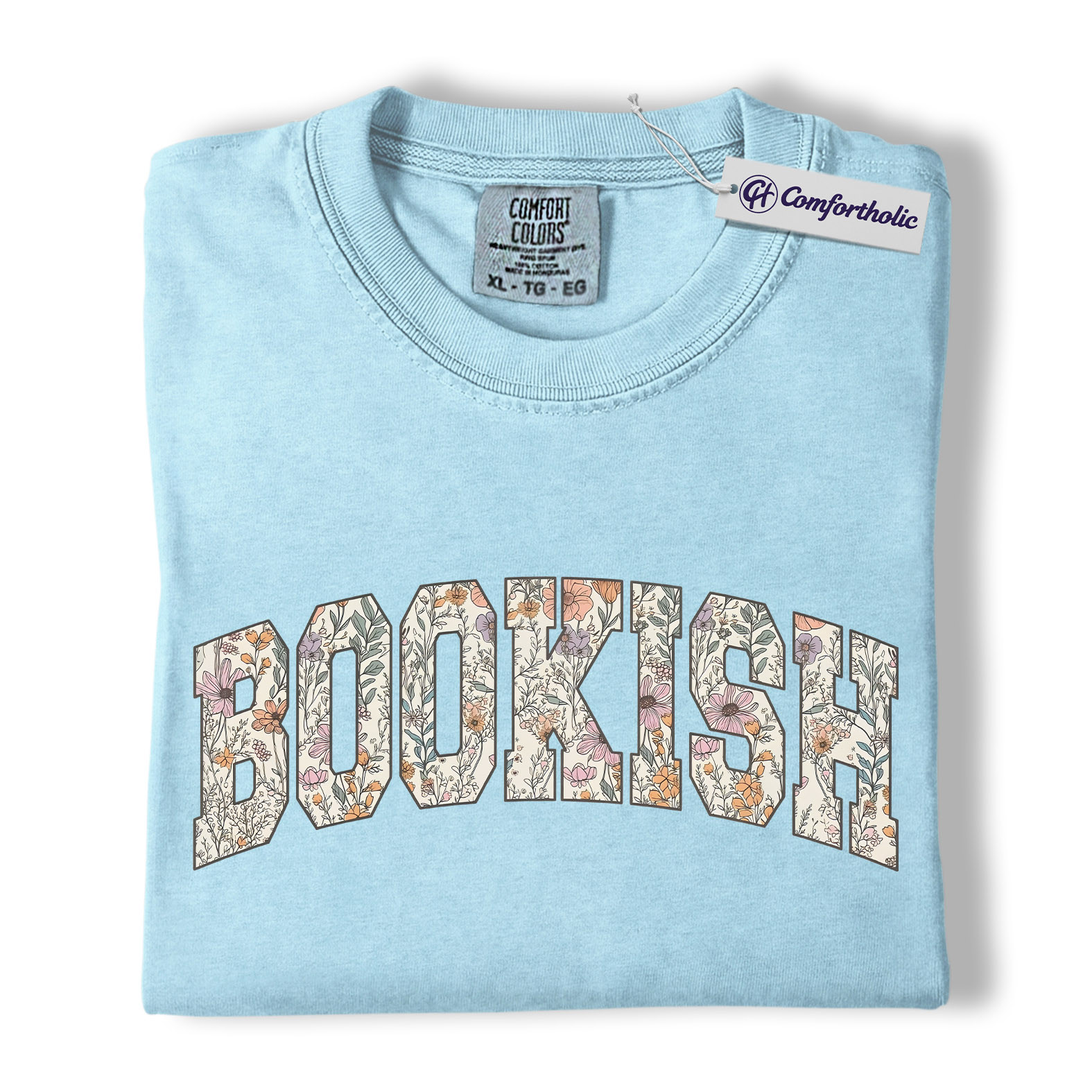 Book Lover Shirt, Floral Bookish Varsity Lettering Graphic Tee, Avid Reader T-Shirt, Gift for Readers, Comfort Colors Shirt - Image 15