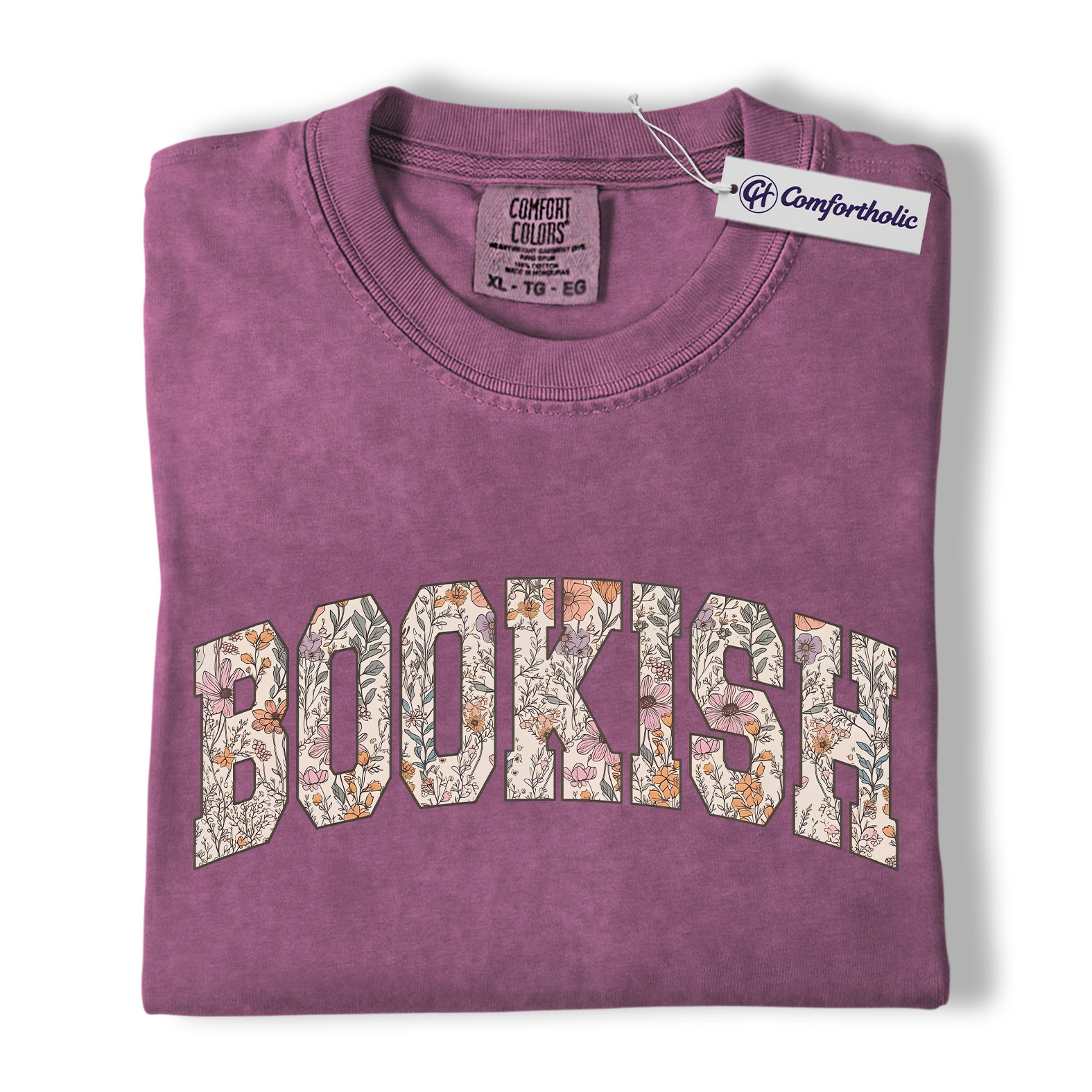 Book Lover Shirt, Floral Bookish Varsity Lettering Graphic Tee, Avid Reader T-Shirt, Gift for Readers, Comfort Colors Shirt - Image 16