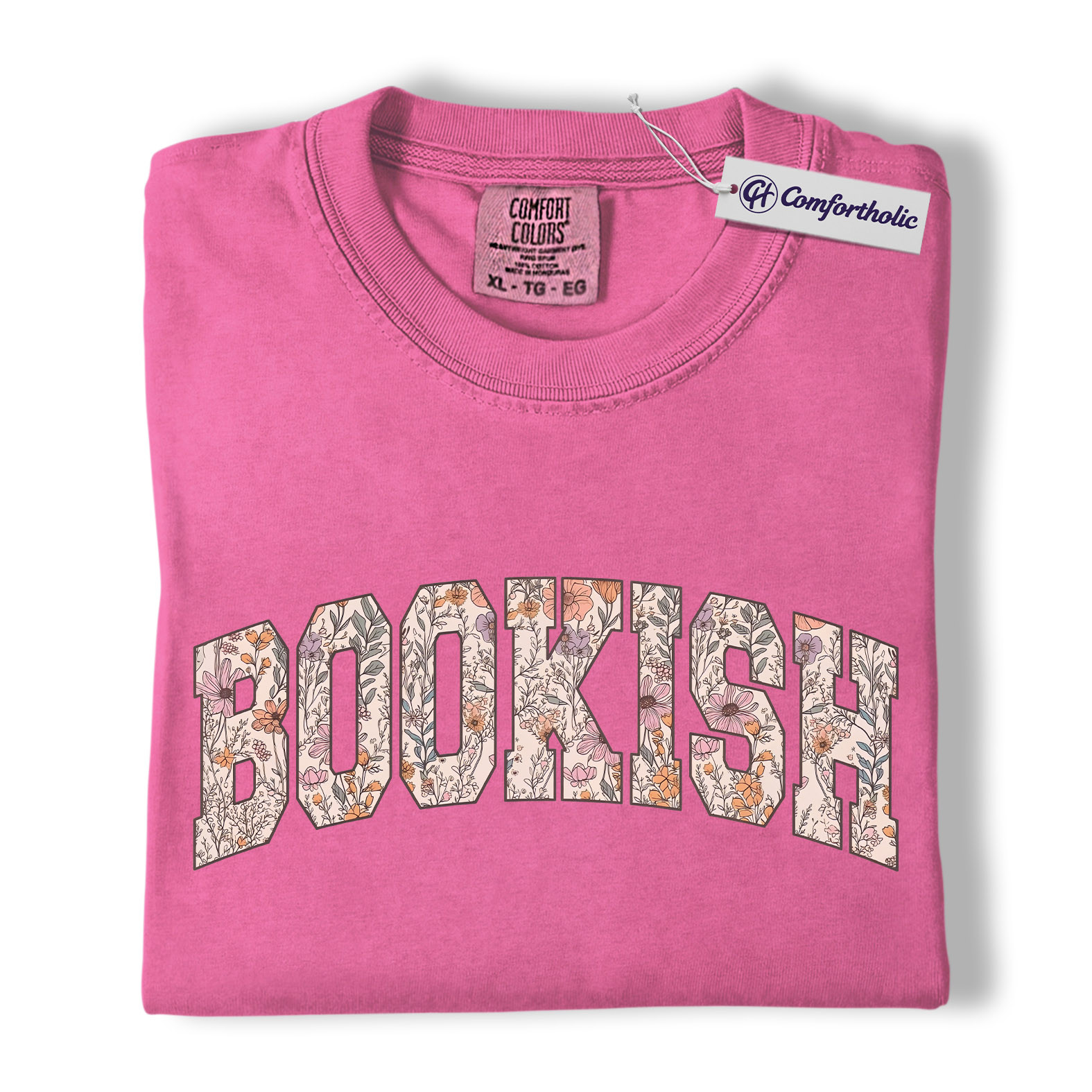 Book Lover Shirt, Floral Bookish Varsity Lettering Graphic Tee, Avid Reader T-Shirt, Gift for Readers, Comfort Colors Shirt - Image 17