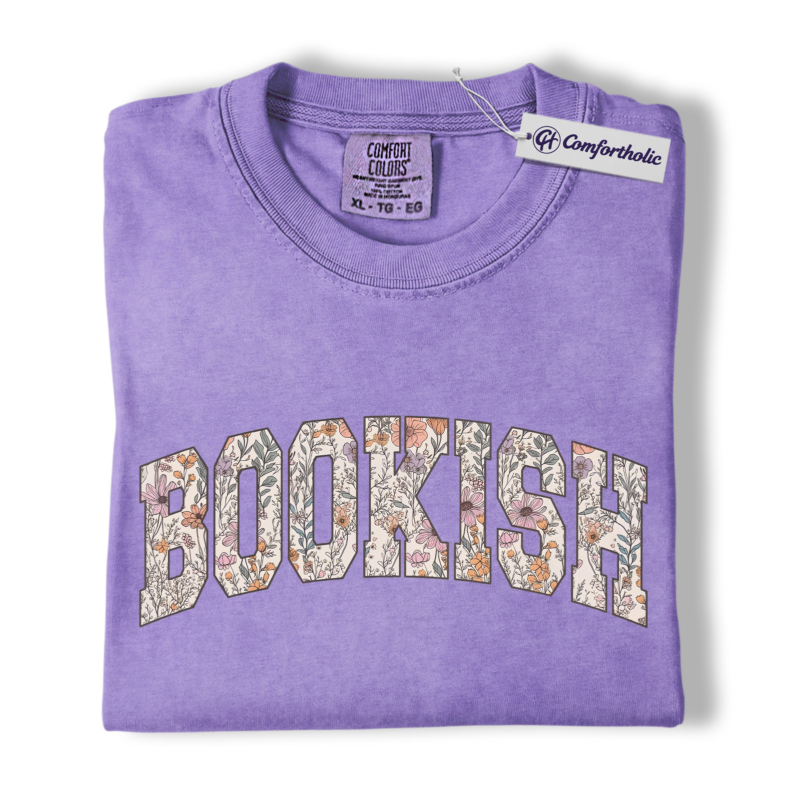 Book Lover Shirt, Floral Bookish Varsity Lettering Graphic Tee, Avid Reader T-Shirt, Gift for Readers, Comfort Colors Shirt - Image 20