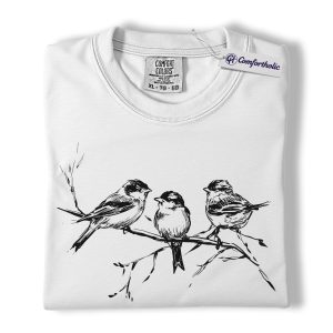 Alternative view of Chickadee Bird Shirt, Vintage Chickadee Sketch Graphic Tee, Birdwatching Nature T-Shirt, Gift for Bird Lovers, Comfort Colors Shirt