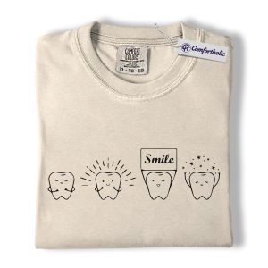 Dental Hygiene Shirt, Cute Tooth Smile Icons Graphic Tee, Dentist Hygienist Dental Assistant T-Shirt, Dental Office Staff Appreciation Gift, Comfort Colors Shirt