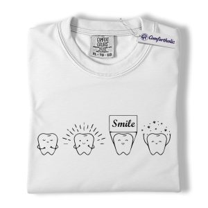 Alternative view of Dental Hygiene Shirt, Cute Tooth Smile Icons Graphic Tee, Dentist Hygienist Dental Assistant T-Shirt, Dental Office Staff Appreciation Gift, Comfort Colors Shirt