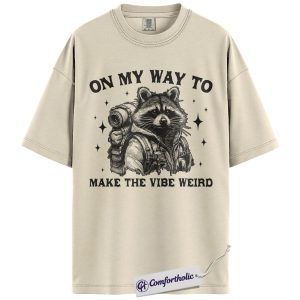 Funny Raccoon Shirt, Vintage Backpack Raccoon Graphic Tee, Weird Vibes Humor T-Shirt, Gift for Raccoon Lovers & Outdoorsy Friends, Comfort Colors Shirt