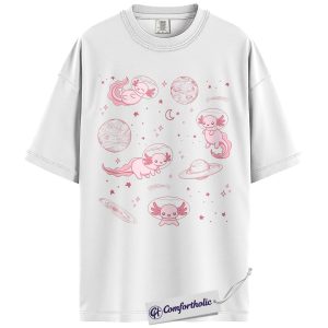 Alternative view of Axolotl Shirt, Space Pet Salamander Graphic Tee, Cute Kawaii T-Shirt for Exotic Pet Lovers, Gift for Axolotl Owners, Comfort Colors Shirt