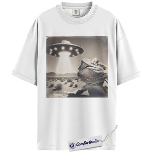 Alternative view of Bearded Dragon Shirt, UFO Alien Lizard Graphic Tee, Funny Reptile Owner T-Shirt for Men & Women, Gift for Bearded Dragon Lovers, Comfort Colors Shirt