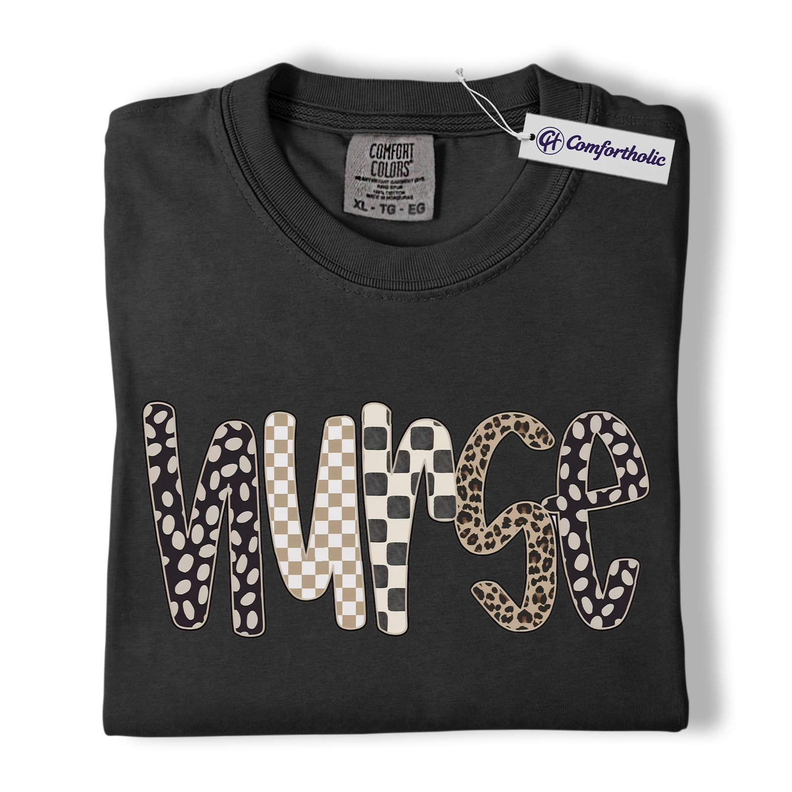 Nurse Shirt, Cute Pattern Letter Graphic Tee, Registered Nurse T-Shirt for Women, Nurse Appreciation Gift, Comfort Colors Shirt - Image 3