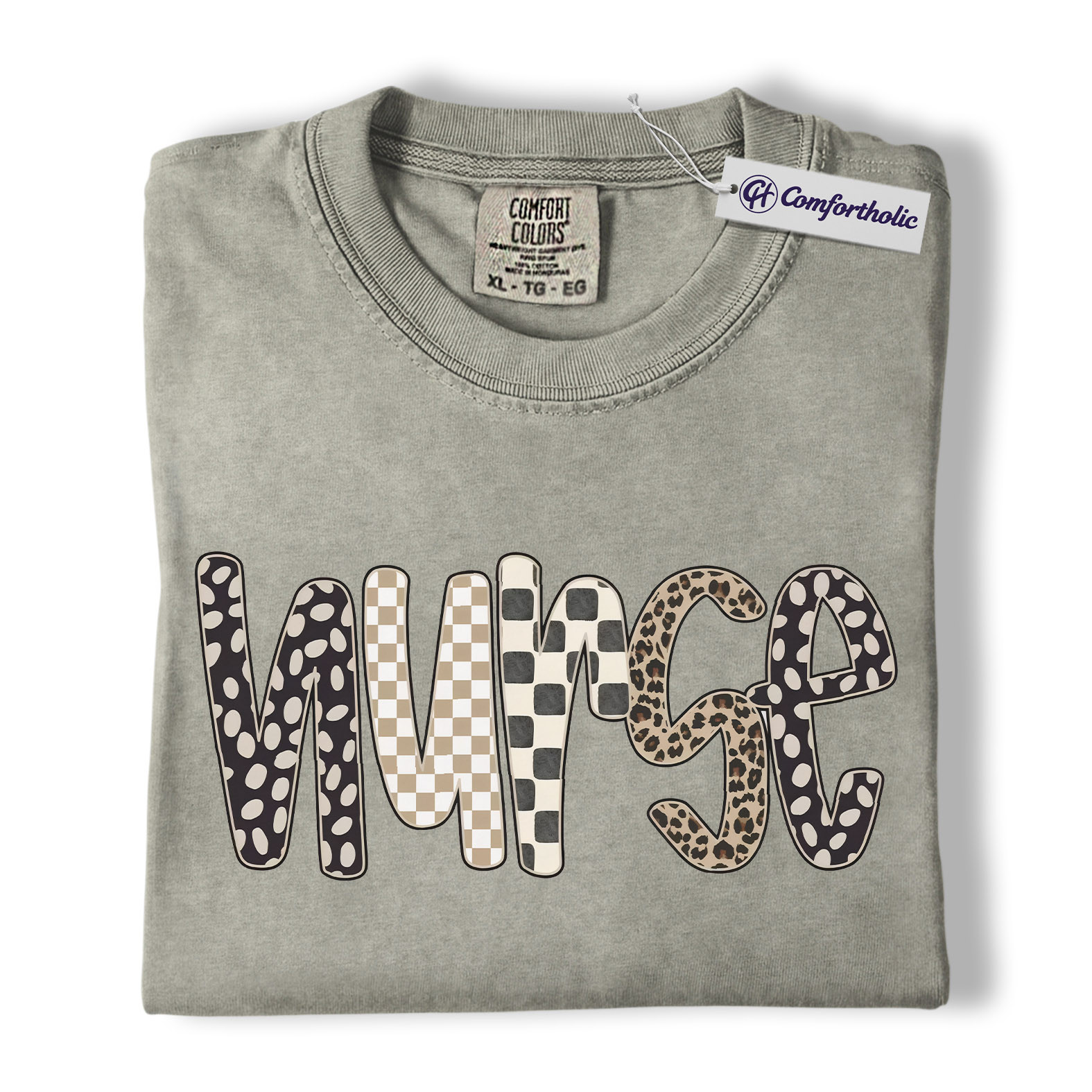 Nurse Shirt, Cute Pattern Letter Graphic Tee, Registered Nurse T-Shirt for Women, Nurse Appreciation Gift, Comfort Colors Shirt