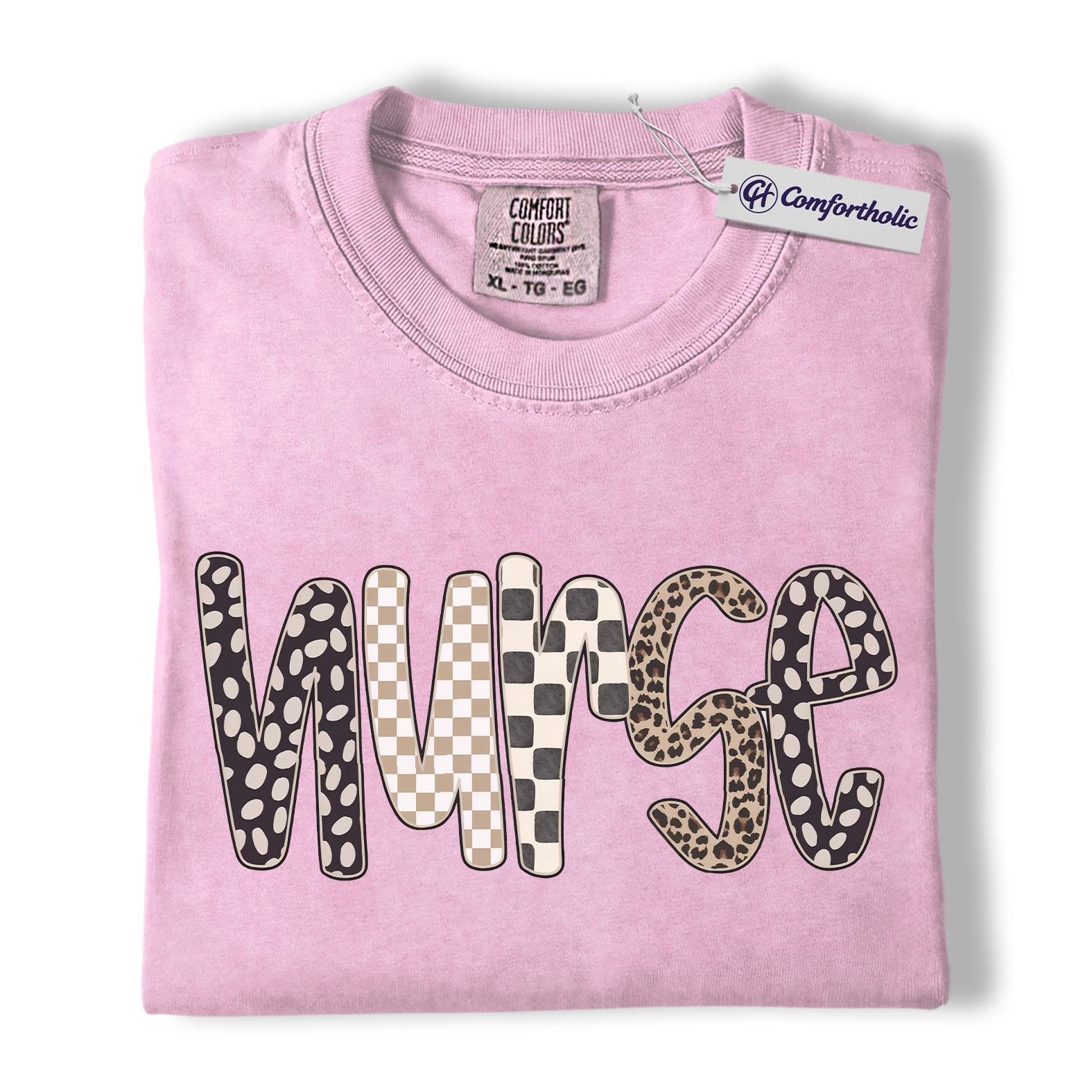 Nurse Shirt, Cute Pattern Letter Graphic Tee, Registered Nurse T-Shirt for Women, Nurse Appreciation Gift, Comfort Colors Shirt - Image 8