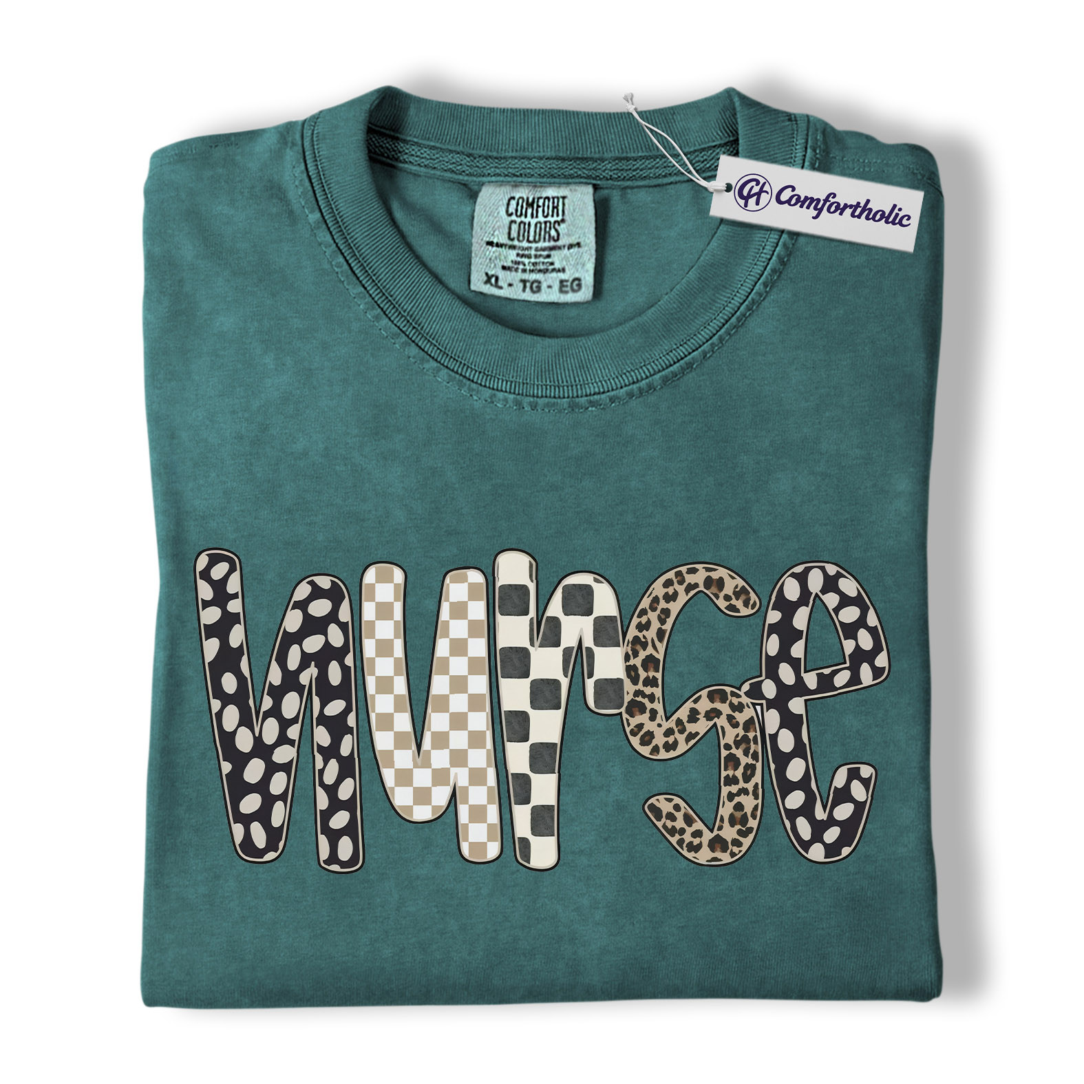 Nurse Shirt, Cute Pattern Letter Graphic Tee, Registered Nurse T-Shirt for Women, Nurse Appreciation Gift, Comfort Colors Shirt - Image 11