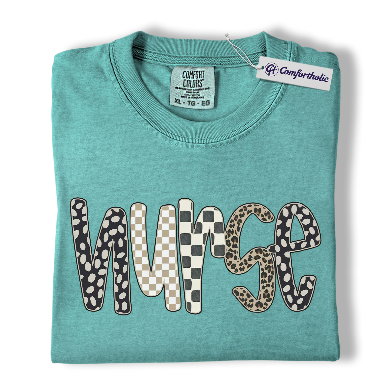 Nurse Shirt, Cute Pattern Letter Graphic Tee, Registered Nurse T-Shirt for Women, Nurse Appreciation Gift, Comfort Colors Shirt - Image 13