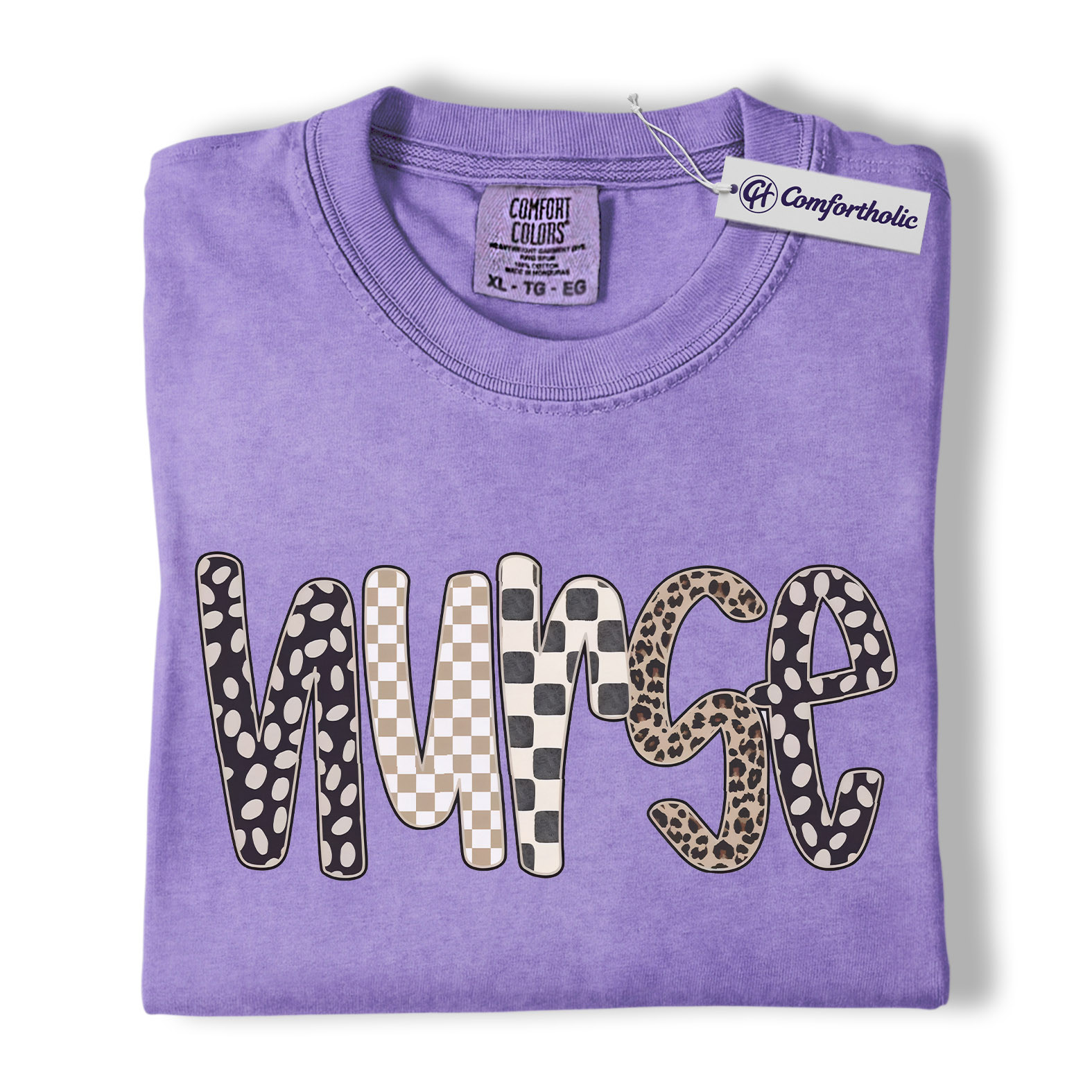 Nurse Shirt, Cute Pattern Letter Graphic Tee, Registered Nurse T-Shirt for Women, Nurse Appreciation Gift, Comfort Colors Shirt - Image 20