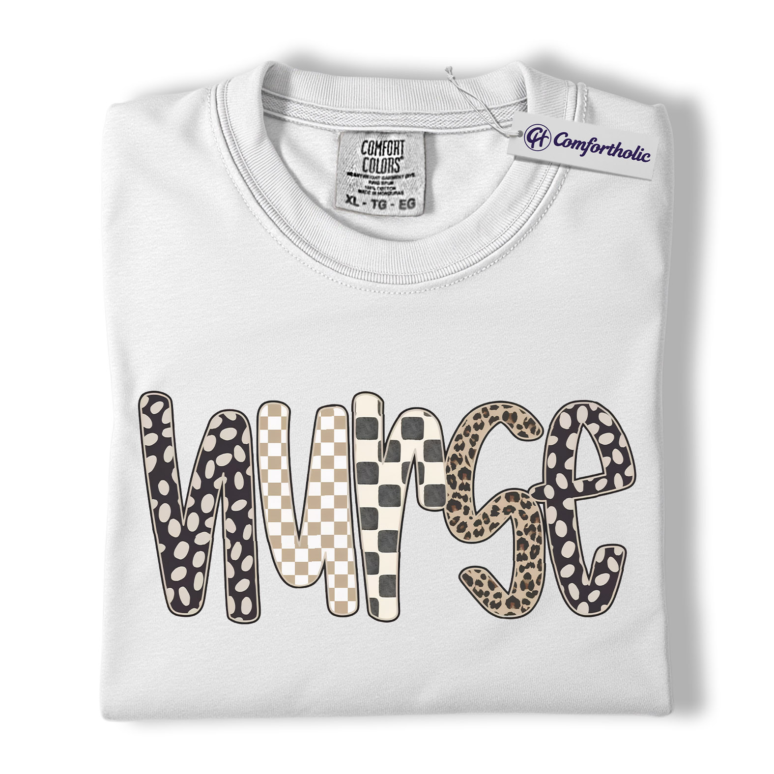 Nurse Shirt, Cute Pattern Letter Graphic Tee, Registered Nurse T-Shirt for Women, Nurse Appreciation Gift, Comfort Colors Shirt - Image 2