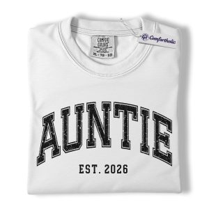 Alternative view of Auntie Shirt, Custom Auntie EST 2026 Vintage Varsity Graphic Tee, Family Pride T-Shirt for Aunts, Gift for New Auntie, Comfort Colors Shirt