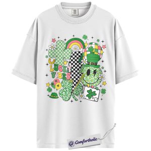 Alternative view of St Patrick’s Day Shirt, Lucky Vibes Shamrock Rainbow Graphic Tee, Irish Clover T-Shirt for Women, Cute St Paddy’s Day Gift, Comfort Colors Shirt