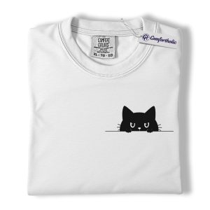 Alternative view of Black Cat Shirt, Cute Peeking Kitty Graphic Tee, Minimal Cat Mom T-Shirt, Gift for Cat Lovers, Comfort Colors Shirt