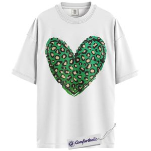 Alternative view of St Patrick’s Day Shirt, Green Leopard Heart Graphic Tee, Irish Lucky Charm T-Shirt for Women, Cute St Paddy’s Day Gift, Comfort Colors Shirt
