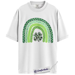 Alternative view of St Patrick’s Day Shirt, Shamrock Rainbow Clover Graphic Tee, Irish Lucky Charm T-Shirt for Women, Cute St Paddy’s Day Gift, Comfort Colors Shirt