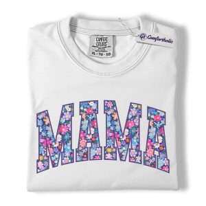 Alternative view of Floral Mama Shirt, MAMA Letter Graphic Tee, Cute Mom T-Shirt, Mother’s Day Gift for Mom, Comfort Colors Shirt