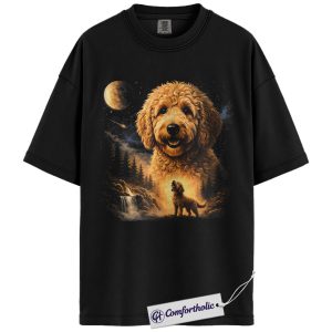 Goldendoodle Shirt, Moonlit Forest Doodle Dog Graphic Tee, Goldendoodle T-Shirt for Dog Moms, Gift for Doodle Lovers, Comfort Colors Shirt