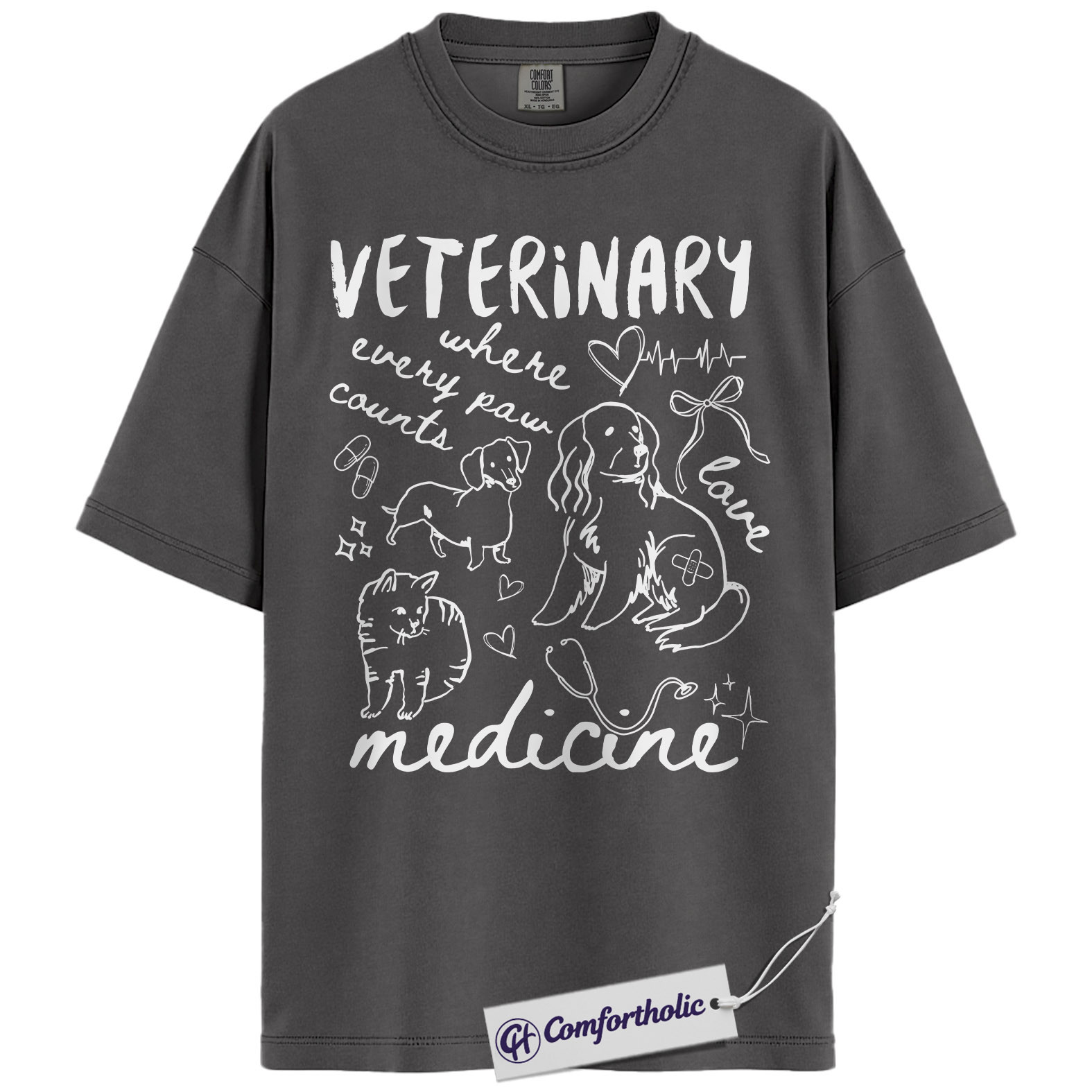 Vet Tech Shirt, Veterinary Where Every Paw Counts Graphic Tee, Veterinary Medicine T-Shirt, Vet Tech Appreciation Gift, Comfort Colors Shirt - Image 4