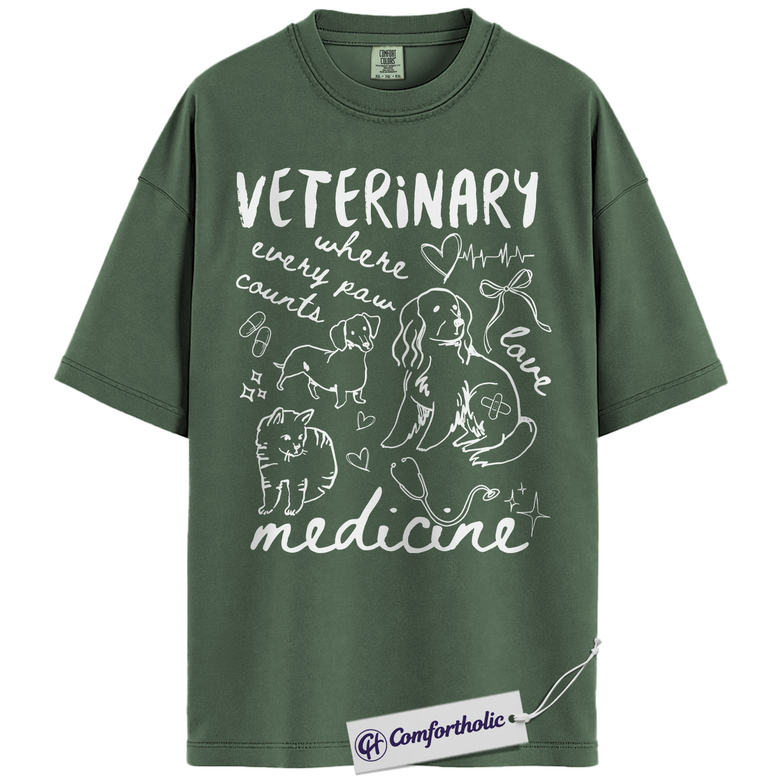 Vet Tech Shirt, Veterinary Where Every Paw Counts Graphic Tee, Veterinary Medicine T-Shirt, Vet Tech Appreciation Gift, Comfort Colors Shirt - Image 5