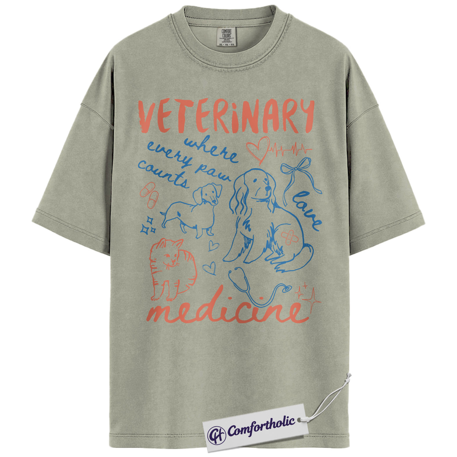 Vet Tech Shirt, Veterinary Where Every Paw Counts Graphic Tee, Veterinary Medicine T-Shirt, Vet Tech Appreciation Gift, Comfort Colors Shirt - Image 6