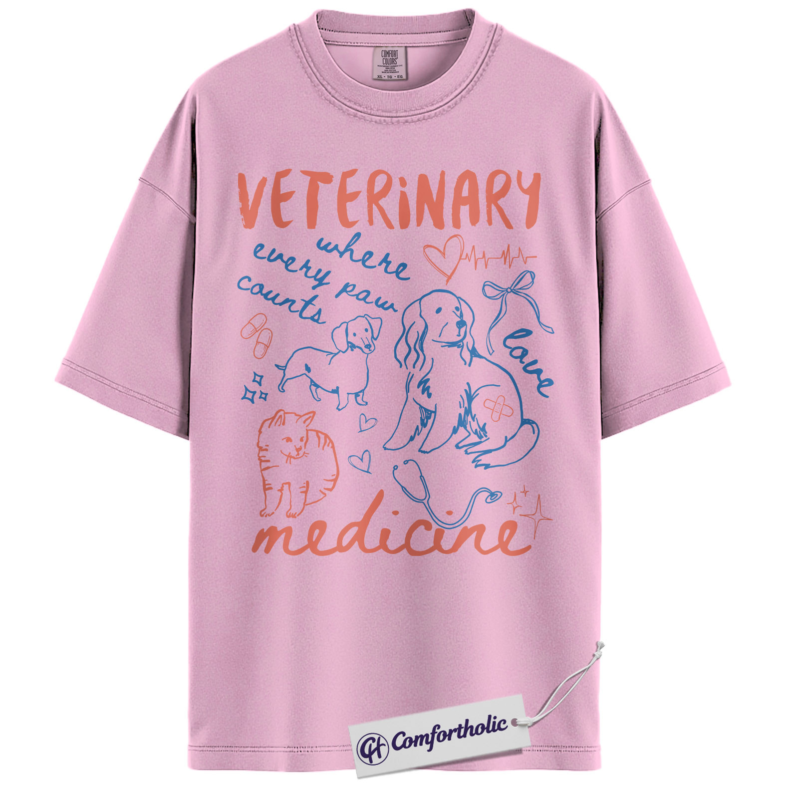 Vet Tech Shirt, Veterinary Where Every Paw Counts Graphic Tee, Veterinary Medicine T-Shirt, Vet Tech Appreciation Gift, Comfort Colors Shirt - Image 8