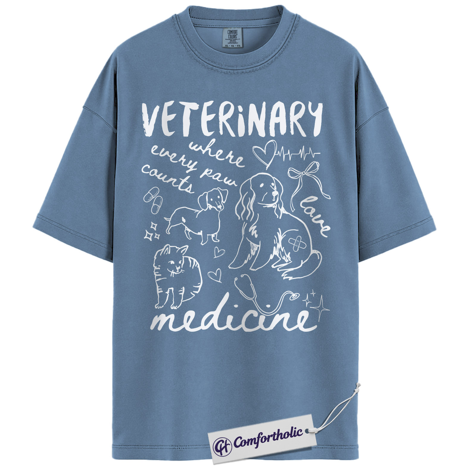 Vet Tech Shirt, Veterinary Where Every Paw Counts Graphic Tee, Veterinary Medicine T-Shirt, Vet Tech Appreciation Gift, Comfort Colors Shirt - Image 17