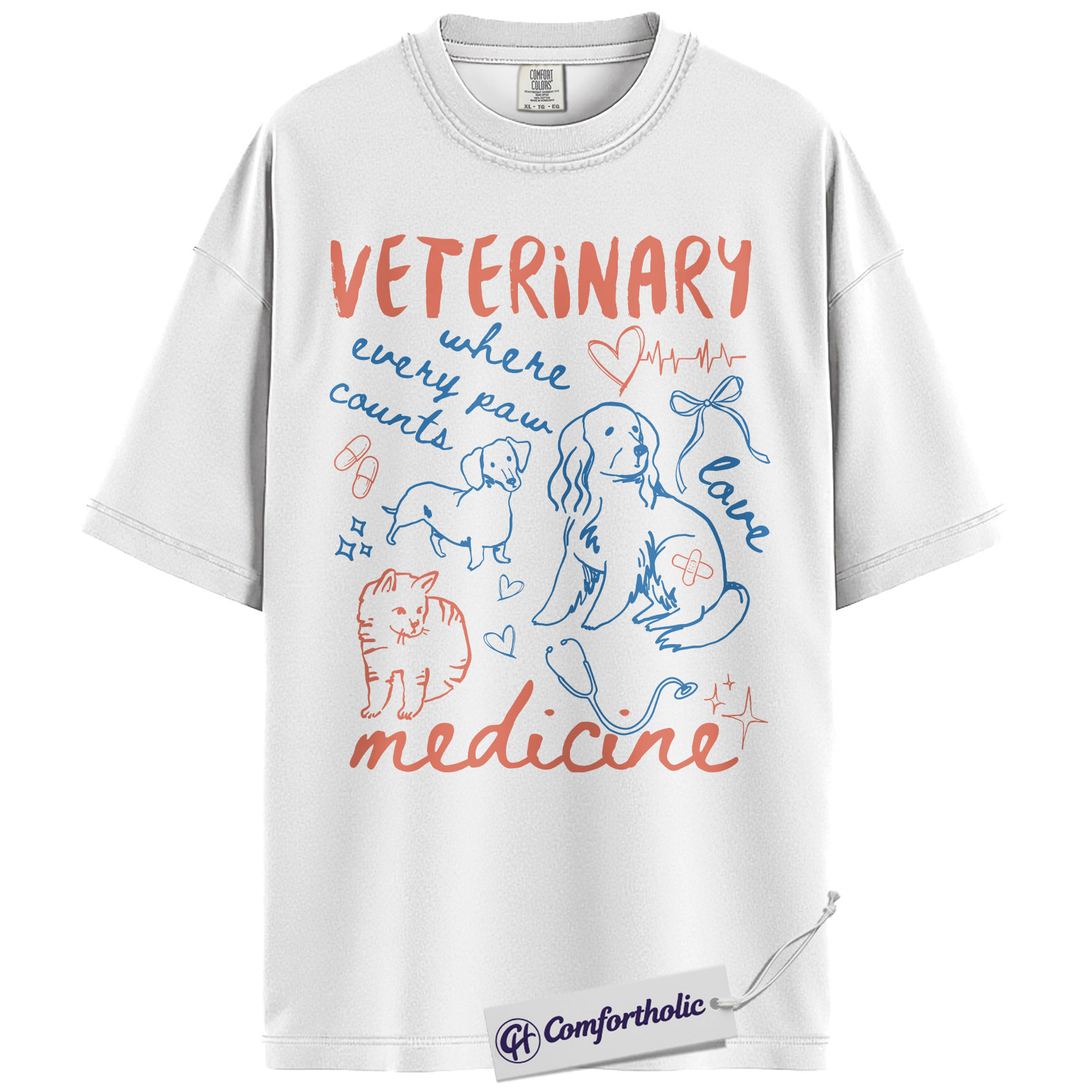 Vet Tech Shirt, Veterinary Where Every Paw Counts Graphic Tee, Veterinary Medicine T-Shirt, Vet Tech Appreciation Gift, Comfort Colors Shirt - Image 2