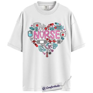Alternative view of Nurse Shirt, Heart Nursing Symbols Graphic Tee, Registered Nurse T-Shirt for Women, Nurse Appreciation Gift, Comfort Colors Shirt