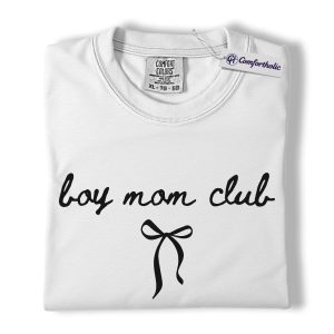 Alternative view of Boy Mom Shirt, Boy Mom Club Script Bow Graphic Tee, Cute Mom T-Shirt, Mother’s Day Gift for Boy Moms, Comfort Colors Shirt