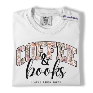 Alternative view of Coffee and Books Shirt, Coffee & Books I Love Them Both Graphic Tee, Bookish Coffee Lover T-Shirt for Women, Gift for Readers, Comfort Colors Shirt