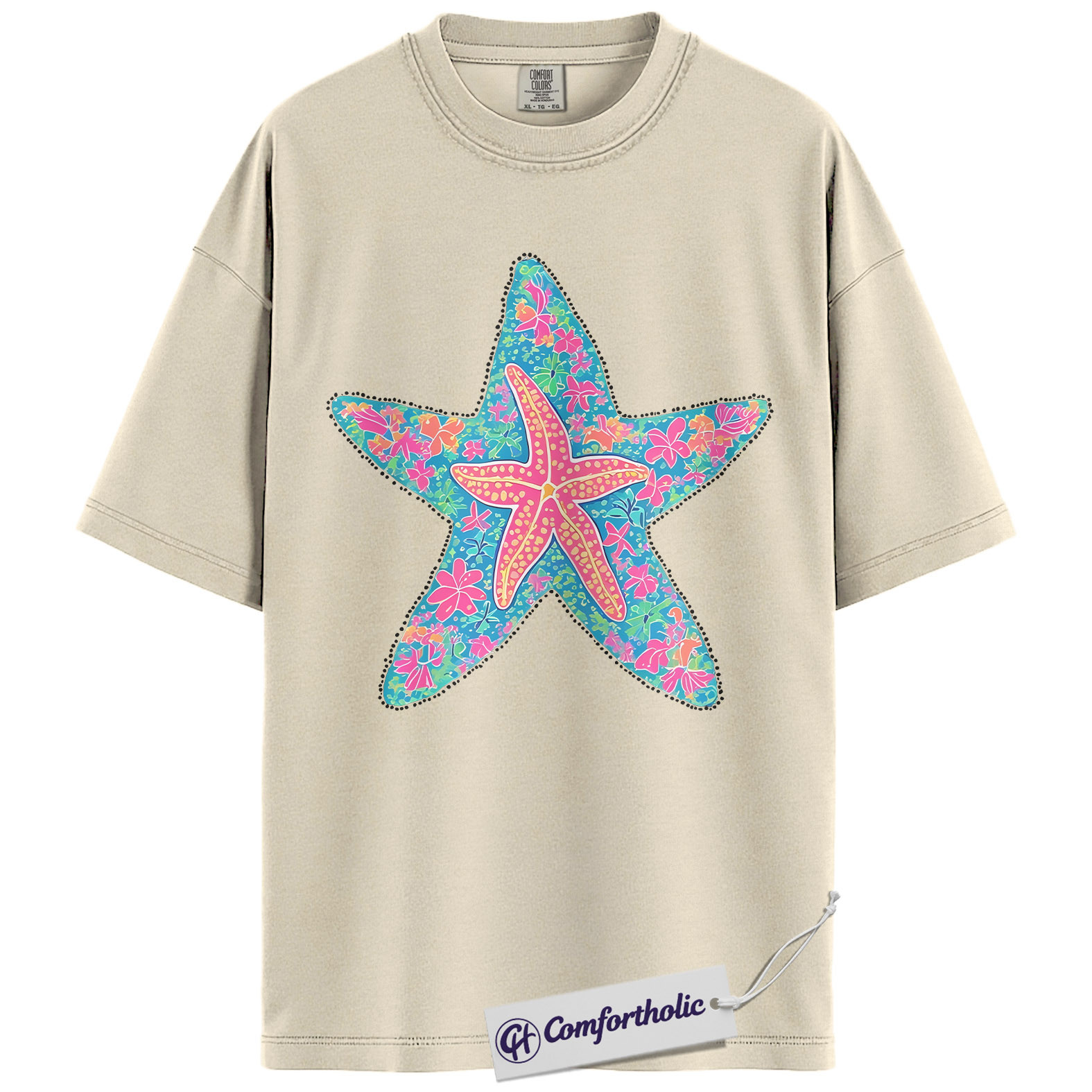Starfish Shirt, Preppy Coastal Floral Graphic Tee, Beach Lover Summer T-Shirt for Women, Cute Vacation Gift, Comfort Colors Shirt - Image 5