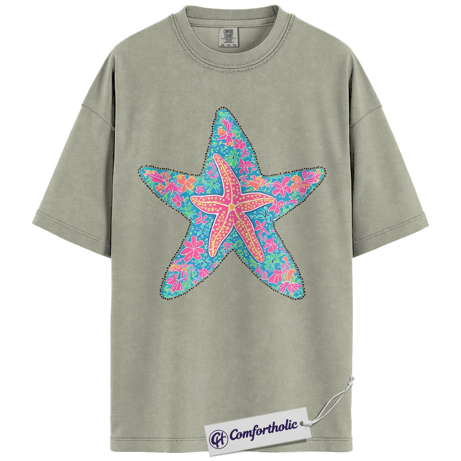 Starfish Shirt, Preppy Coastal Floral Graphic Tee, Beach Lover Summer T-Shirt for Women, Cute Vacation Gift, Comfort Colors Shirt - Image 7
