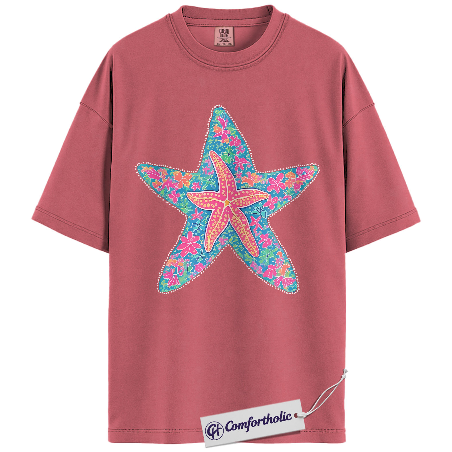 Starfish Shirt, Preppy Coastal Floral Graphic Tee, Beach Lover Summer T-Shirt for Women, Cute Vacation Gift, Comfort Colors Shirt - Image 9