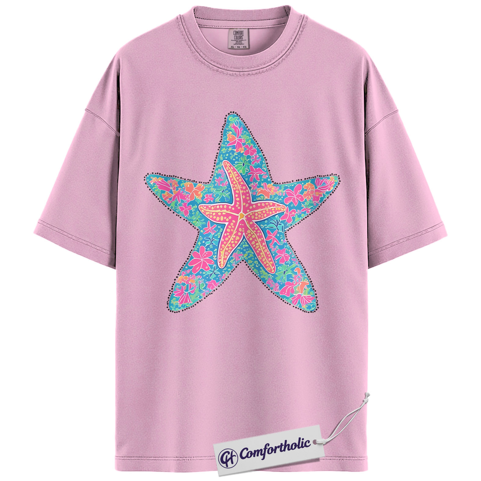 Starfish Shirt, Preppy Coastal Floral Graphic Tee, Beach Lover Summer T-Shirt for Women, Cute Vacation Gift, Comfort Colors Shirt - Image 8