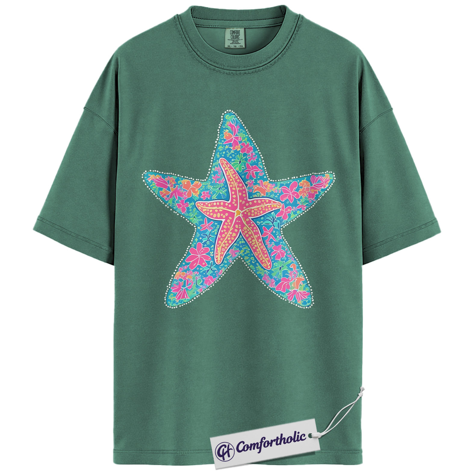 Starfish Shirt, Preppy Coastal Floral Graphic Tee, Beach Lover Summer T-Shirt for Women, Cute Vacation Gift, Comfort Colors Shirt - Image 10
