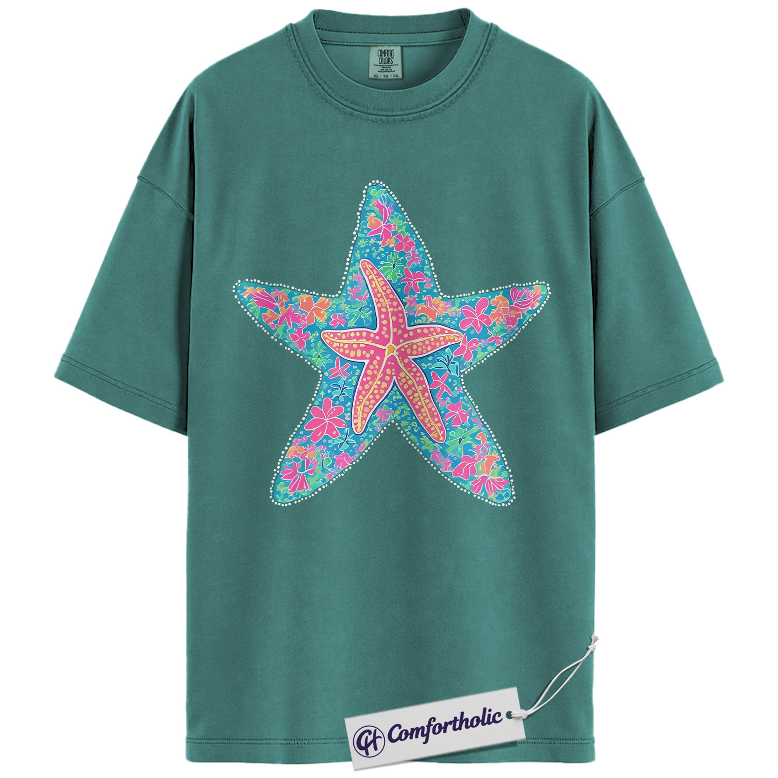 Starfish Shirt, Preppy Coastal Floral Graphic Tee, Beach Lover Summer T-Shirt for Women, Cute Vacation Gift, Comfort Colors Shirt - Image 13