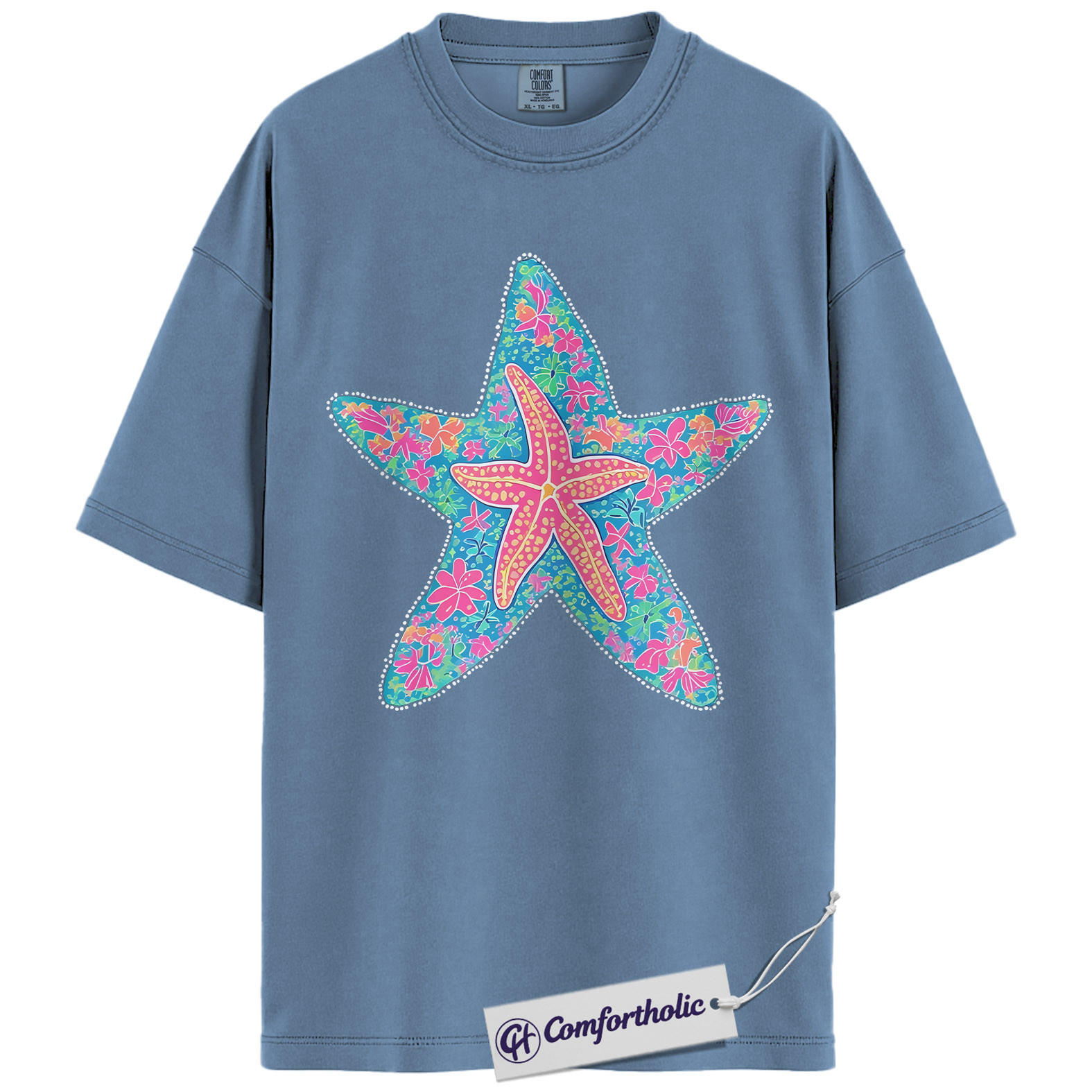 Starfish Shirt, Preppy Coastal Floral Graphic Tee, Beach Lover Summer T-Shirt for Women, Cute Vacation Gift, Comfort Colors Shirt - Image 17