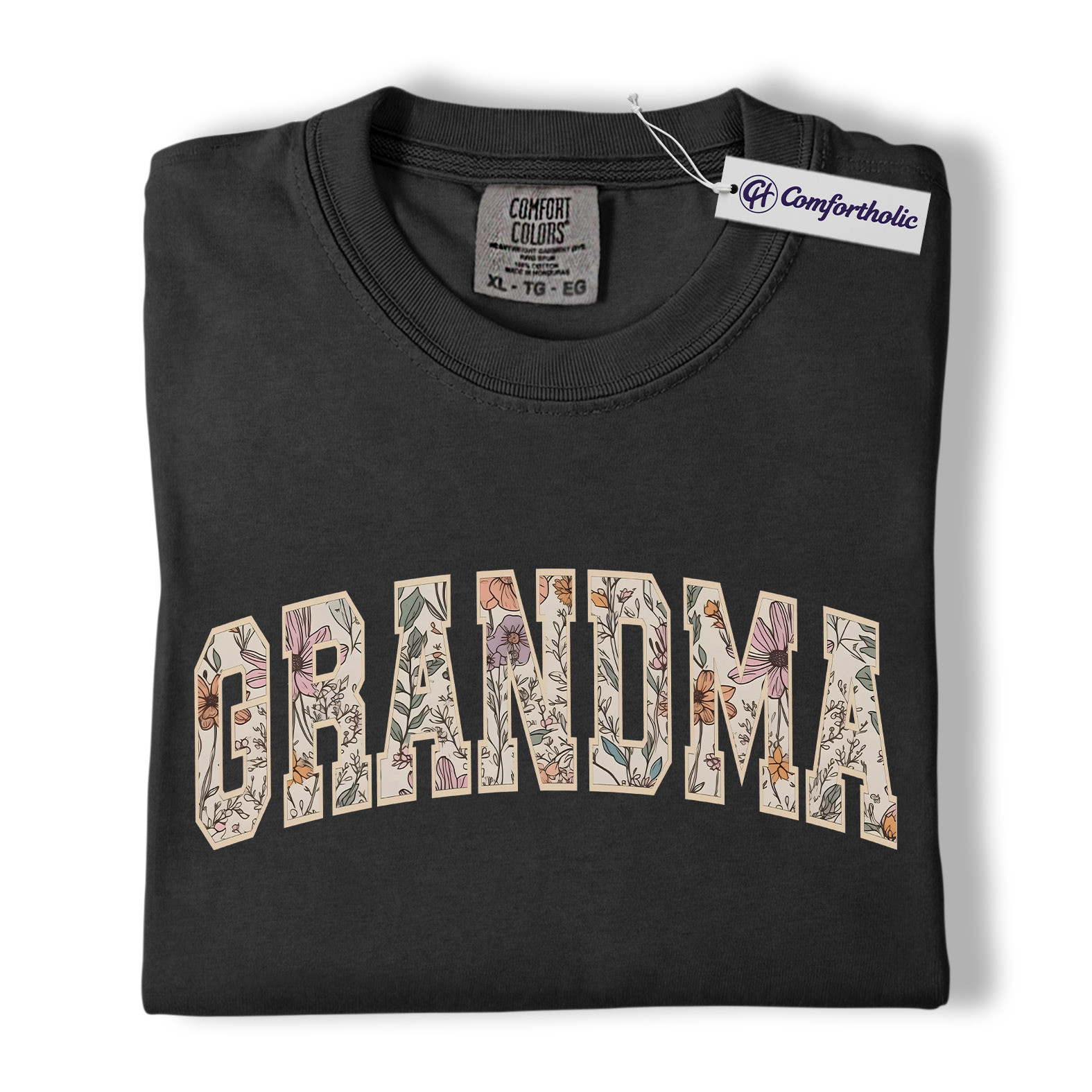 Floral Grandma Shirt, GRANDMA Varsity Letter Graphic Tee, Cute Nana Mimi Gigi T-Shirt, Mother’s Day Gift for Grandma, Comfort Colors Shirt - Image 3