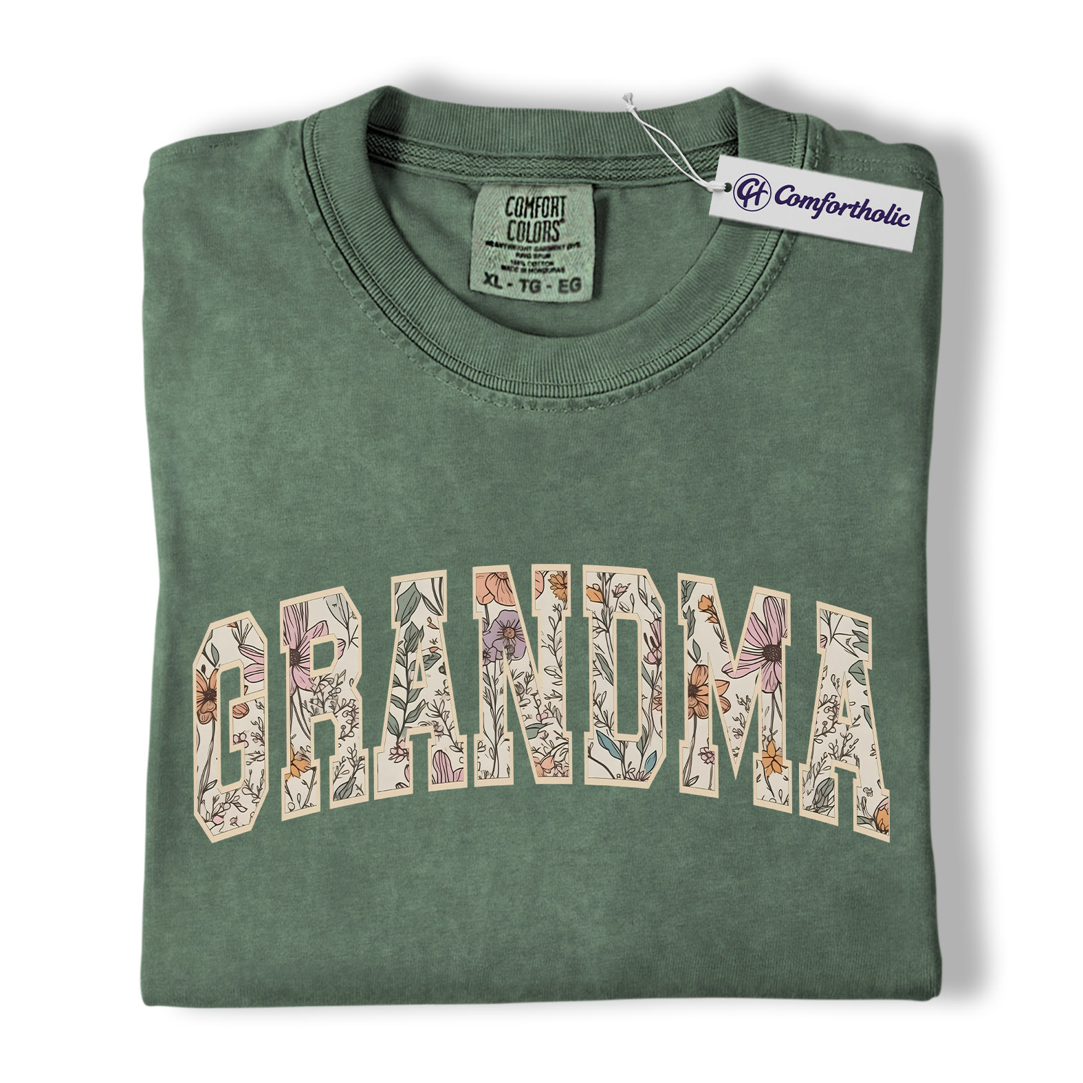 Floral Grandma Shirt, GRANDMA Varsity Letter Graphic Tee, Cute Nana Mimi Gigi T-Shirt, Mother’s Day Gift for Grandma, Comfort Colors Shirt - Image 6