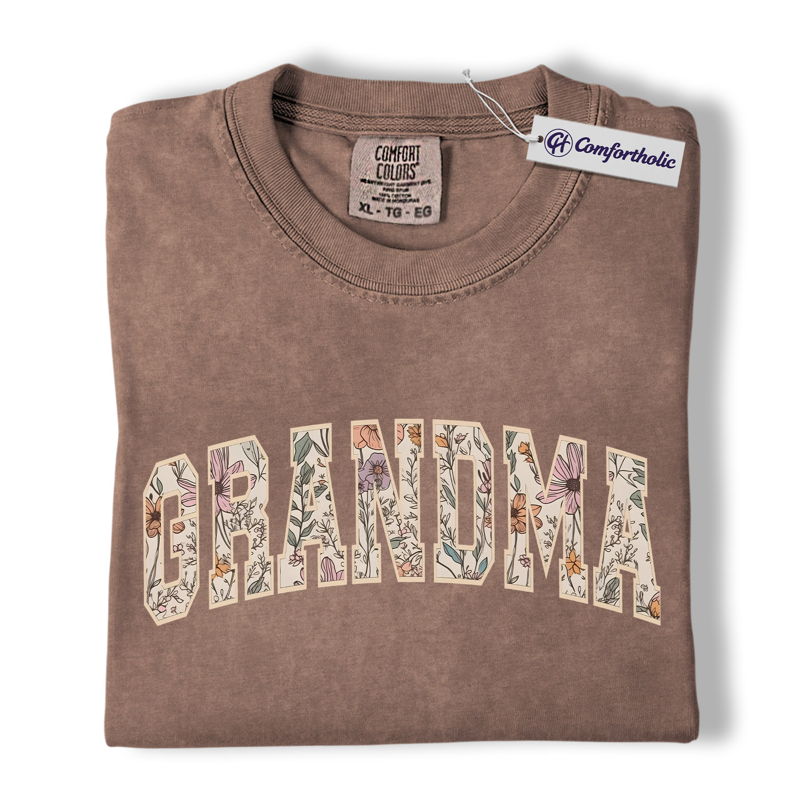 Floral Grandma Shirt, GRANDMA Varsity Letter Graphic Tee, Cute Nana Mimi Gigi T-Shirt, Mother’s Day Gift for Grandma, Comfort Colors Shirt