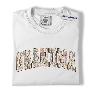 Alternative view of Floral Grandma Shirt, GRANDMA Varsity Letter Graphic Tee, Cute Nana Mimi Gigi T-Shirt, Mother’s Day Gift for Grandma, Comfort Colors Shirt