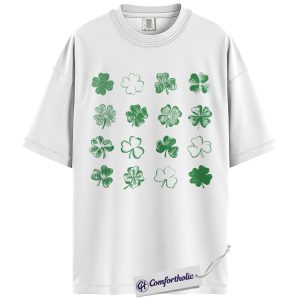Alternative view of St Patrick’s Day Shamrock Shirt, Vintage Four Leaf Clover Graphic Tee, Irish Lucky T-Shirt for Women, St Patrick’s Day Gift, Comfort Colors Shirt