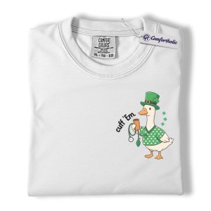 Alternative view of St Patrick's Day Nurse Shirt, Cuff 'Em Funny Goose Blood Pressure Graphic Tee, RN T-Shirt, St Patrick's Day Gift for Nurses, Comfort Colors Shirt