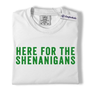 Alternative view of St Patrick’s Day Shenanigans Shirt, Here For The Shenanigans Quote Graphic Tee, Funny Irish Party T-Shirt for Men & Women, St Patrick’s Day Gift, Comfort Colors Shirt
